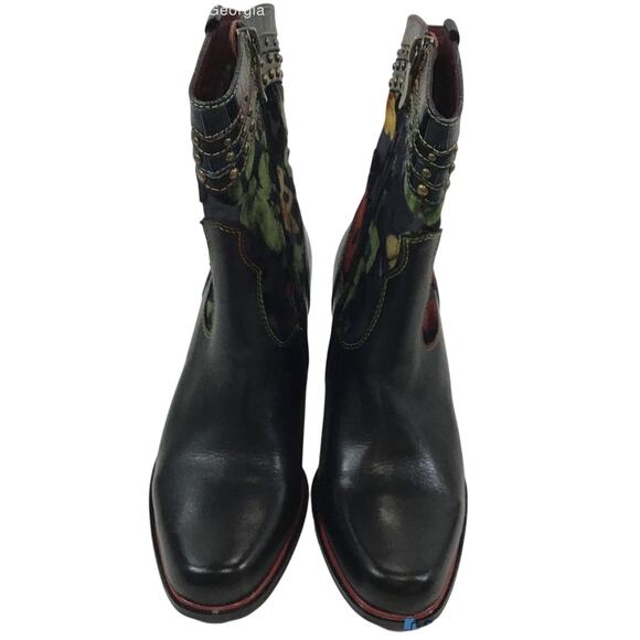 L'Artiste 'Happytime' Zip Leather Boots Black Multi Women's Size 37 (6.5/7) - Picture 1 of 6